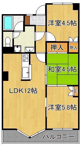 パラシオ高塔(3LDK/9階)の間取り写真