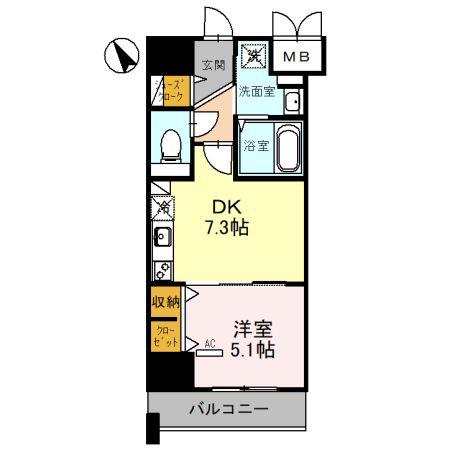 アウル三国ヶ丘(1DK/7階)の間取り写真