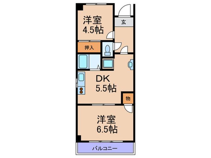 ブルーム吉野ハイツ(2DK/3階)の間取り写真