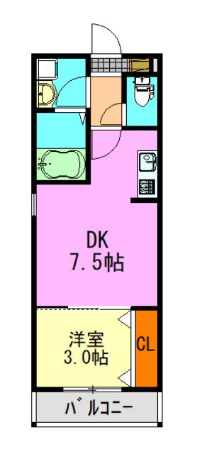 ジーメゾン千葉村田町ランタ(1DK/2階)の間取り写真