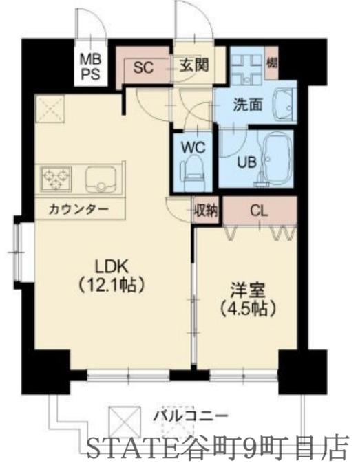 スプランディッド阿倍野(1LDK/14階)の間取り写真