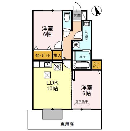 セブンアムール(2LDK/1階)の間取り写真