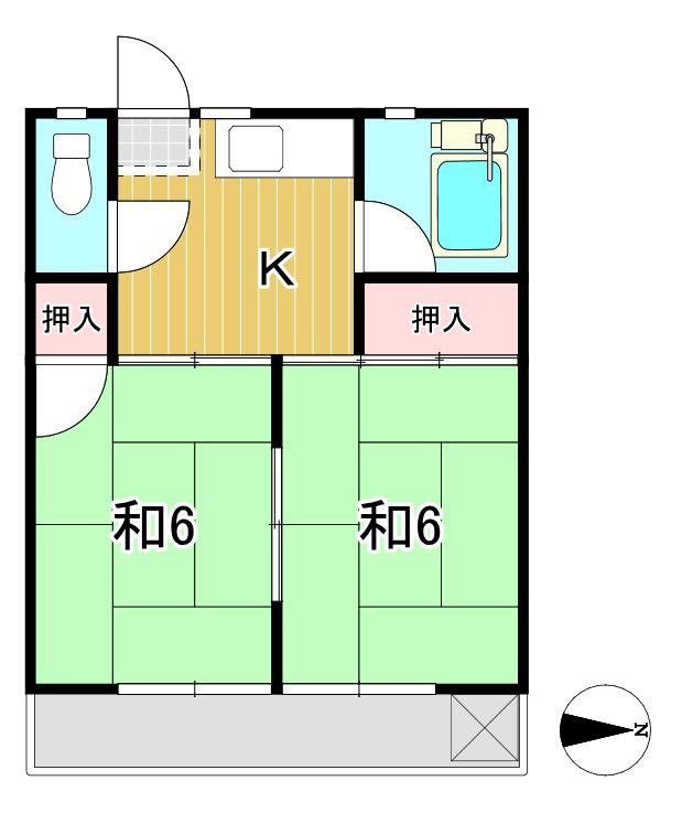 関アパート(2K/2階)の間取り写真