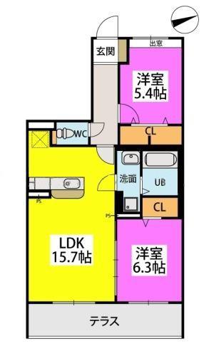 REPOS KASUGA(2LDK/3階)の間取り写真