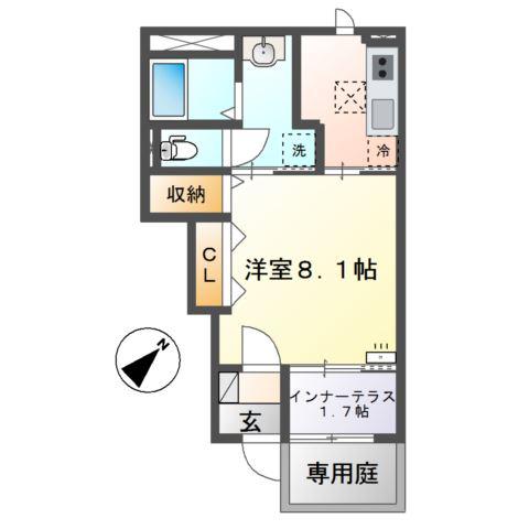 コンフォール草津野村(1K/1階)の間取り写真