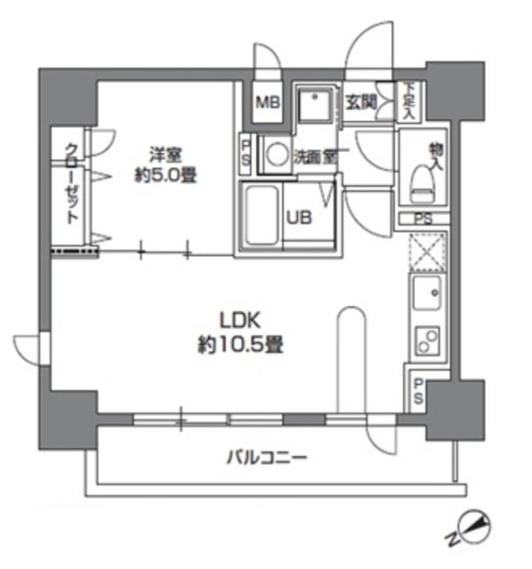 カスタリア三ノ輪(1LDK/5階)の間取り写真