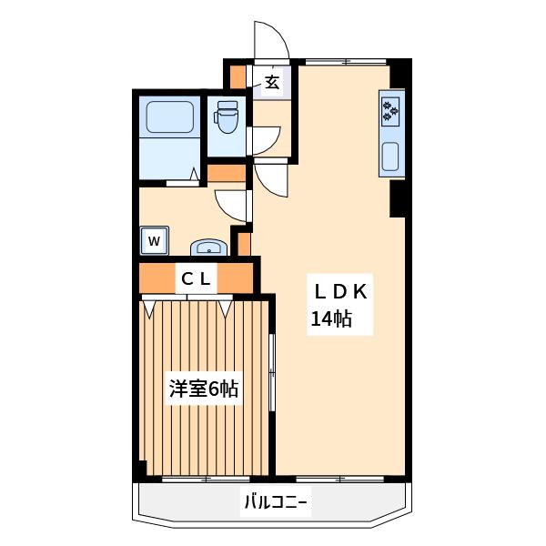 コアクレイン(1LDK/4階)の間取り写真