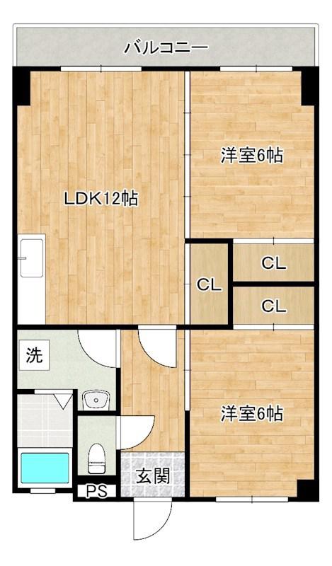 飯田ビル(2LDK/3階)の間取り写真