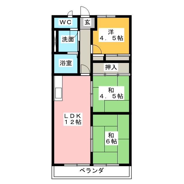 シャトー蘇南(2LDK/3階)の間取り写真