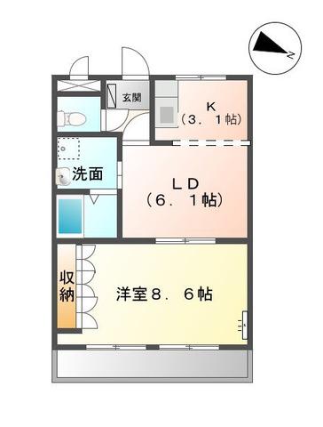 アクシルコート協和(1LDK/1階)の間取り写真