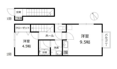 RETINA河原町I(1LDK/2階)の間取り写真