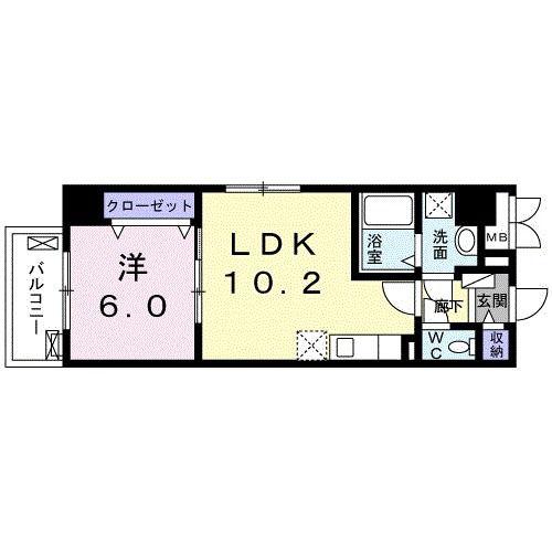 ペニー レイン(1LDK/4階)の間取り写真