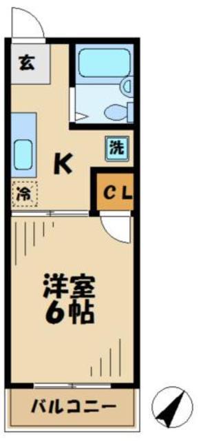 ホープヒルハウス(1K/2階)の間取り写真