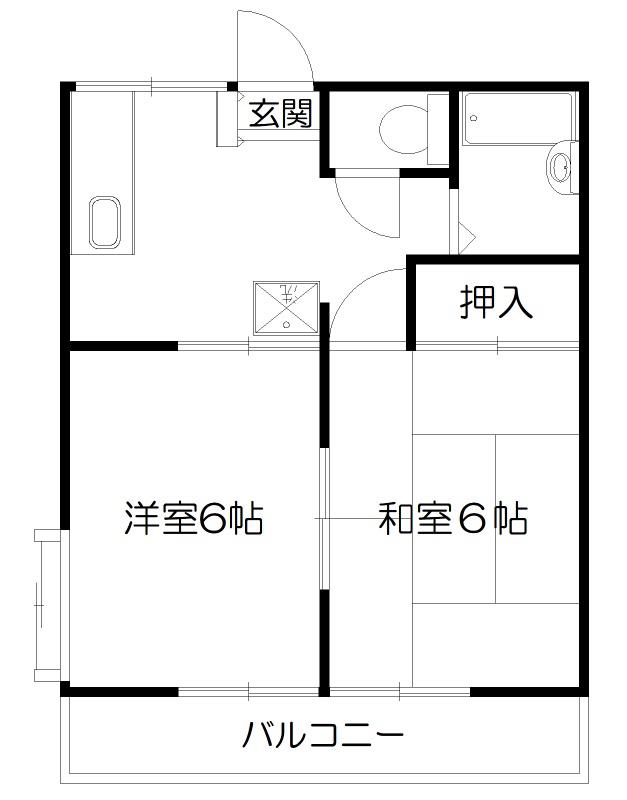 さんぱあくかしま(2DK/2階)の間取り写真