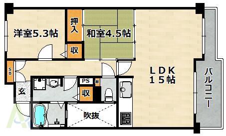 イスズハイツ・ベル鈴蘭台南町(2LDK/2階)の間取り写真