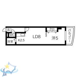 ミラバ札幌中央(1LDK/11階)の間取り写真