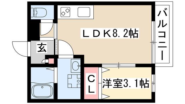 ラフィネ社台(1LDK/1階)の間取り写真