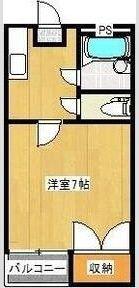スズランハイツ中石原(1K/2階)の間取り写真