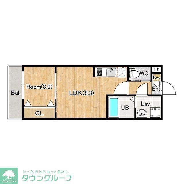 ジーメゾン桜田島(1LDK/2階)の間取り写真