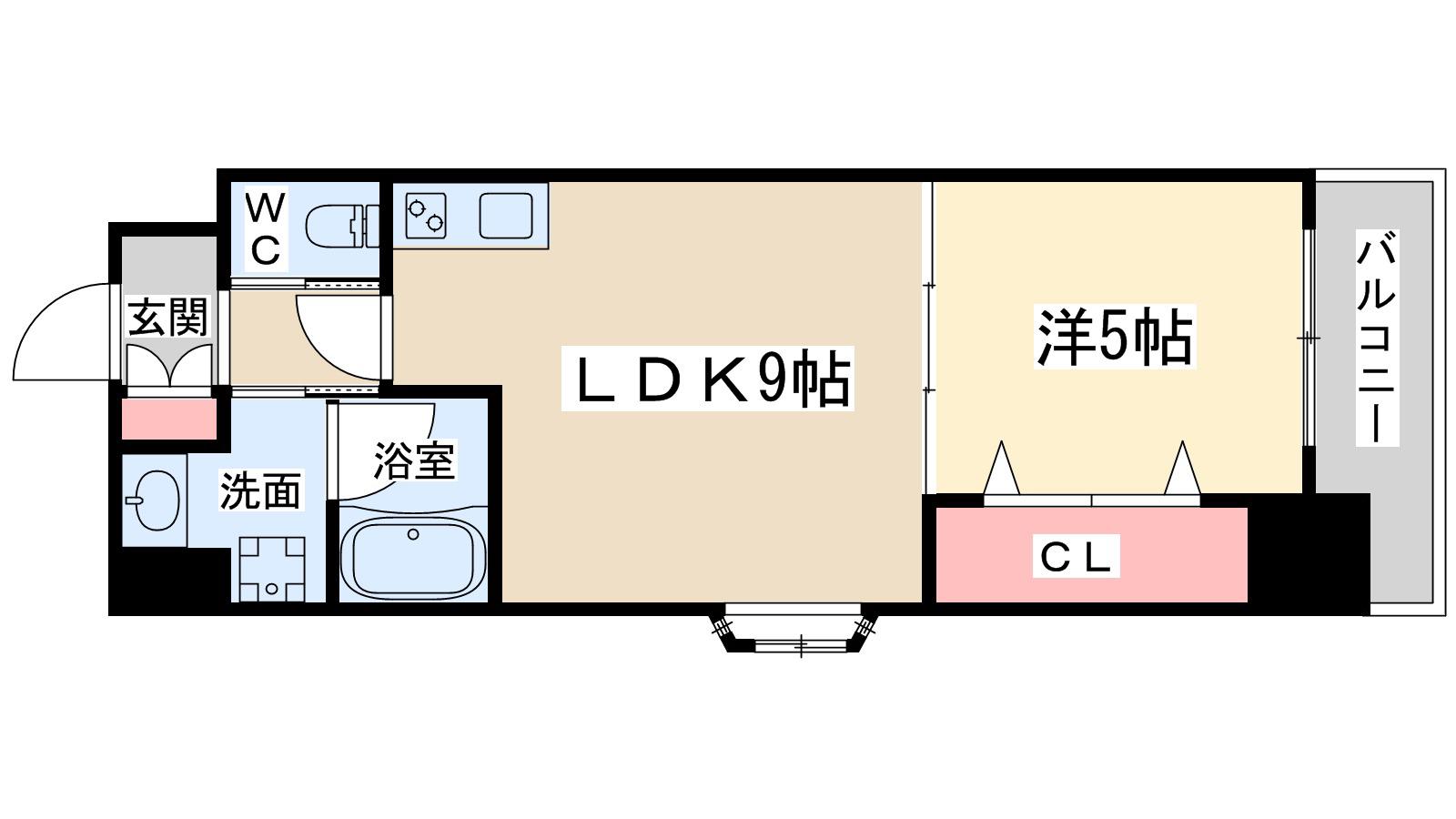 グランエイト中津(1LDK/6階)の間取り写真