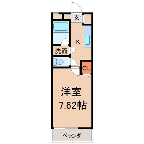 ファインヴィラ(1K/2階)の間取り写真