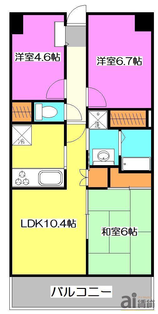 メローウインドふじみ野(3LDK/5階)の間取り写真