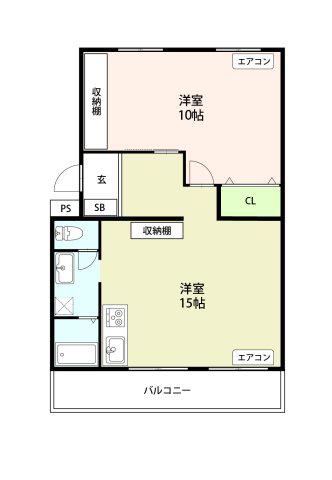 西浦ハイツ(1LDK/5階)の間取り写真