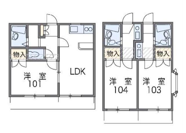レオパレス蕨第33 2208(1K/1階)の間取り写真