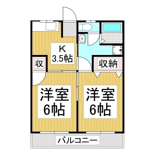 ロイヤル21(2K/4階)の間取り写真
