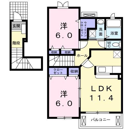 ブリアールA(2LDK/2階)の間取り写真
