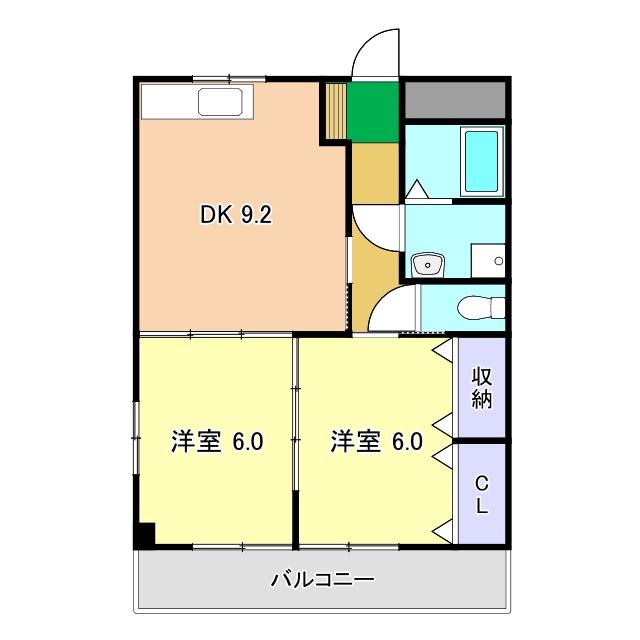 ハイツ ハピィバリーII E棟(2DK/3階)の間取り写真