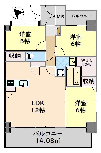 グランマスト海岸通(3LDK/3階)の間取り写真