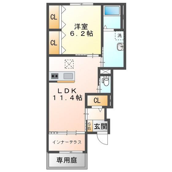 レーヴィア(1LDK/1階)の間取り写真