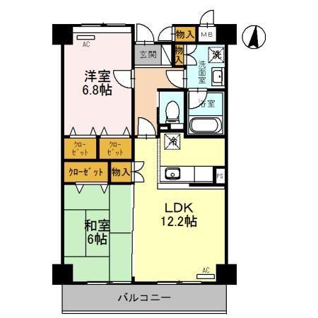 イースト VILLAGE 2001(2LDK/4階)の間取り写真