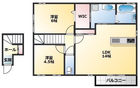 ボヌール久宝寺(2LDK/1階)の間取り写真