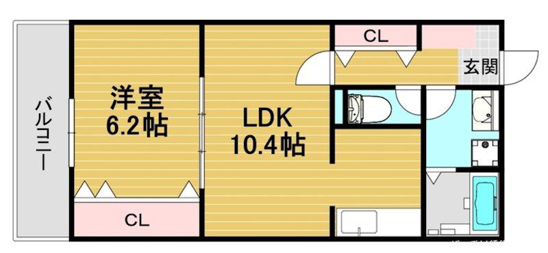ヴィアロームつつじヶ丘(1LDK/2階)の間取り写真