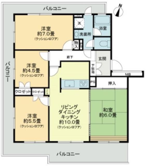 ライオンズマンション下永谷(4LDK/2階)の間取り写真