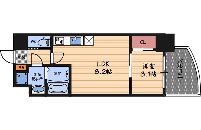 SERENITE福島SCELTO(1LDK/12階)の間取り写真