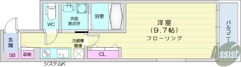 杜の風 原町Ⅰ(1K/2階)の間取り写真