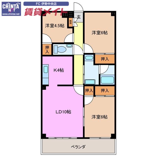 リーシング御薗(3LDK/2階)の間取り写真