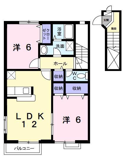 フォレストガーデンI(2LDK/2階)の間取り写真