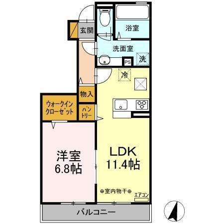 コンフォーレA棟(1LDK/1階)の間取り写真