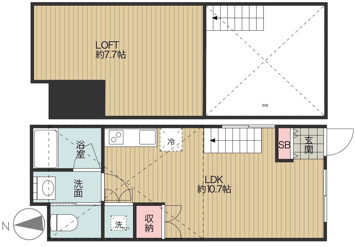 エトワール桜上水(1LDK/1階)の間取り写真