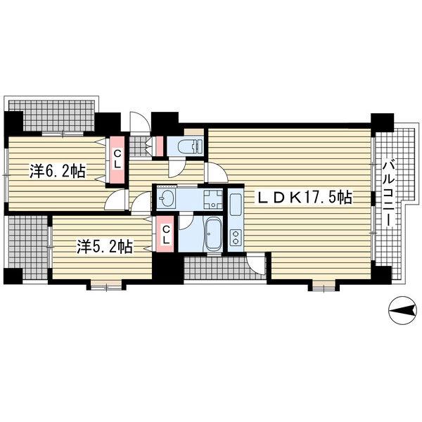 ワコーレエクセレント北町(2LDK/8階)の間取り写真