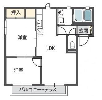 ラクシュミー鳥飼(2LDK/1階)の間取り写真