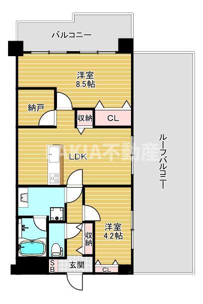朝日プラザ湯里(2SLDK/2階)の間取り写真