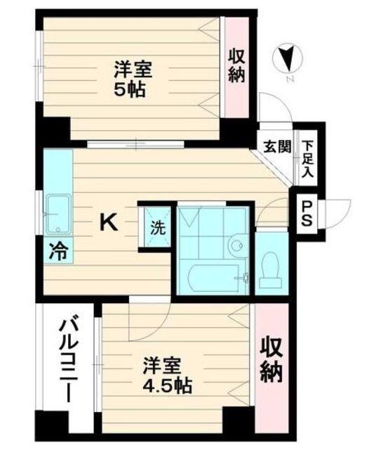 ネオキャッスルO′S(2K/2階)の間取り写真