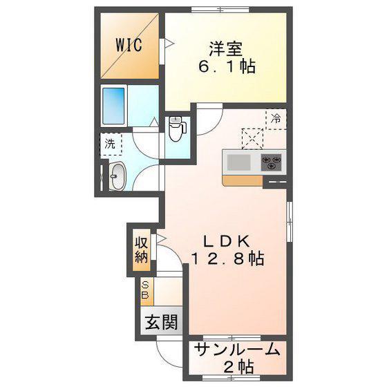 ショアライン タウン C(1LDK/1階)の間取り写真