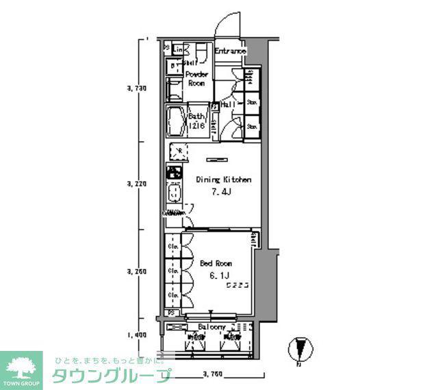 パークアクシス東陽町(1DK/5階)の間取り写真