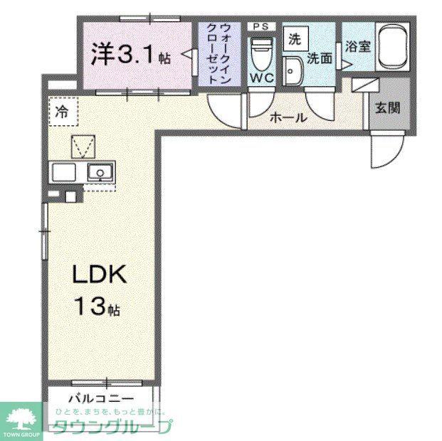 ヒカルサ熊谷ウエスト(1LDK/1階)の間取り写真